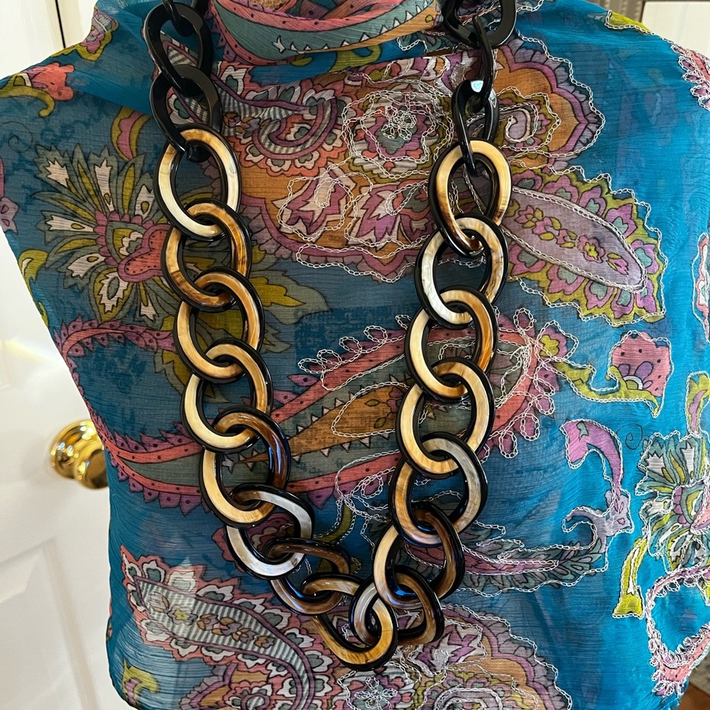 Chunky Black and Brown Acrylic Chain Necklace